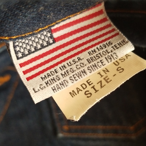L.C. King Denim Trucker Jacket RN14946 Small | Made in USA | Raw Indigo Workwear - Picture 6 of 7